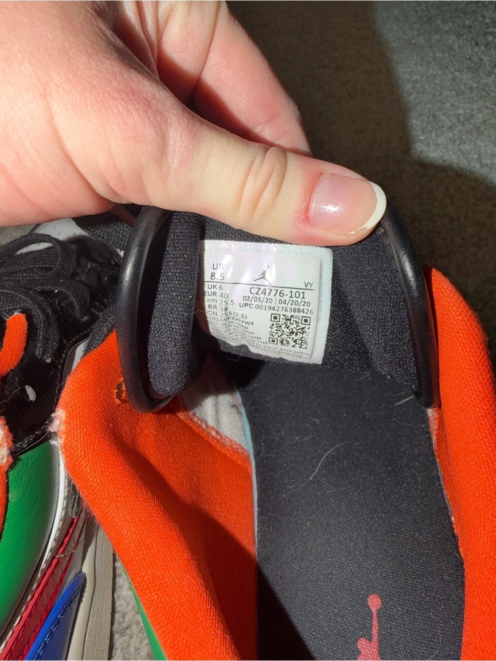 Jordan Black White Orange Low-Top Sneakers